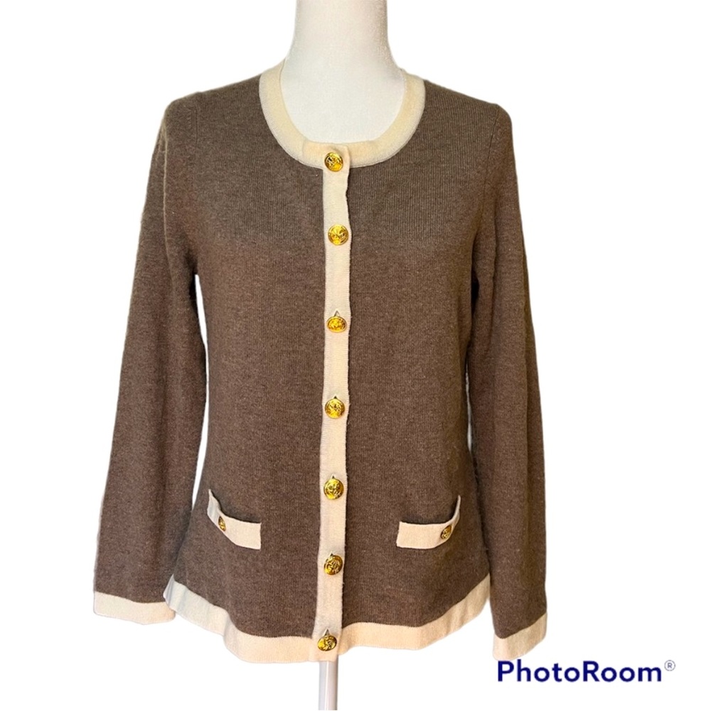 Charter Club Brown and Cream Cardigan Sweater